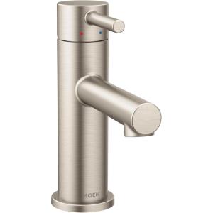 Moen Align Matte Black One-Handle Modern Bathroom Faucet with Drain Assembly and Optional Deckplate, 6190BL(Brushed Nickel)