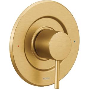 Moen Align Matte Black Pressure Balancing Modern Trim Kit, Featuring Bathroom Shower Lever Handle for Temperature Adjustment, (Posi-Temp Valve Required), T2191BL(Brushed Gold)