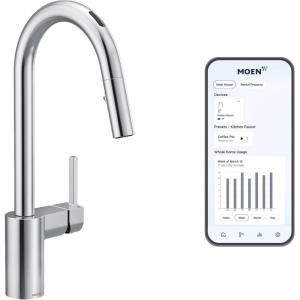 Moen Align Spot Resist Stainless Motionsense Wave Sensor Touchless One-Handle High Arc Spring Pulldown Kitchen Faucet with Sprayer, 5923EWSRS(Chrome)