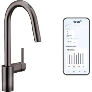 Moen Align Spot Resist Stainless Motionsense Wave Sensor Touchless One-Handle High Arc Spring Pulldown Kitchen Faucet with Sprayer, 5923EWSRS(Spot Resist Black Stainless)