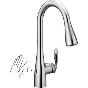 Moen Arbor Spot Resist Stainless Motionsense Wave Sensor Touchless One-Handle Single Hole Kitchen Sink Faucet, 7594EWSRS(Chrome)
