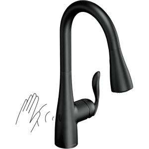 Moen Arbor Spot Resist Stainless Motionsense Wave Sensor Touchless One-Handle Single Hole Kitchen Sink Faucet, 7594EWSRS(Matte Black)
