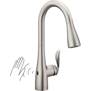 Moen Arbor Spot Resist Stainless Motionsense Wave Sensor Touchless One-Handle Single Hole Kitchen Sink Faucet, 7594EWSRS(Stainless)