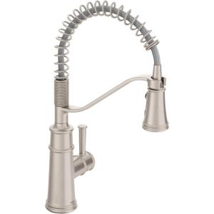 Moen Belfield Matte Black Kitchen Faucet, Modern Spring Kitchen Faucet with Power Boost, Pre-Rinse, One-Handle, Easy Installation, 5927BL(Spot Resist Stainless)