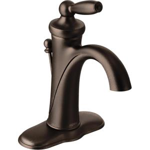 Moen Brantford Oil-Rubbed Bronze One-Handle Traditional Low-Arc Bathroom Faucet with Optional Deckplate and Available Vessel Sink Extension Kit, 6600ORB(Oil Rubbed Bronze)