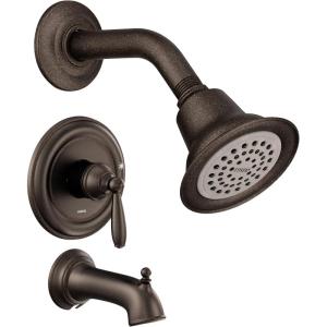 Moen Brantford Oil-Rubbed Bronze Posi-Temp Pressure Balancing Eco-Performance Bathtub Shower Trim Kit with Traditional Showerhead, Shower Handle, Arm, Tub Spout (Valve Required), T2153EPORB(Oil Rubbed Bronze)
