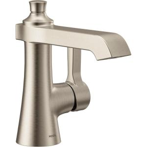 Moen Brushed Gold Flara One-Handle Single Hole Bathroom Faucet with Drain Assembly, S6981BG(Brushed Nickel)