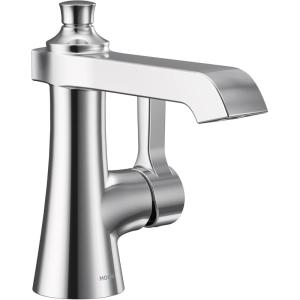 Moen Brushed Gold Flara One-Handle Single Hole Bathroom Faucet with Drain Assembly, S6981BG(Chrome)