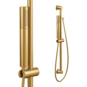 Moen Brushed Gold Modern Eco-Performance Handshower, Handheld Shower with 30-Inch Slide Bar and 69-Inch Metal Hose, 3887EPBG(Brushed Gold)