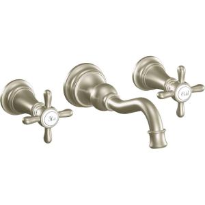 Moen Brushed Gold Weymouth 2-Handle Wall Mount High-Arc Bathroom Faucet (Valve Sold Separately), TS42112BG(Brushed Nickel)
