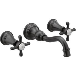 Moen Brushed Gold Weymouth 2-Handle Wall Mount High-Arc Bathroom Faucet (Valve Sold Separately), TS42112BG(Matte Black)