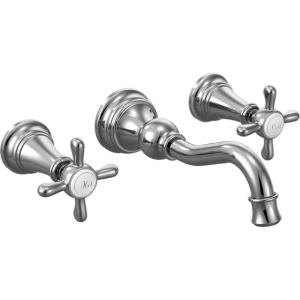 Moen Brushed Gold Weymouth 2-Handle Wall Mount High-Arc Bathroom Faucet (Valve Sold Separately), TS42112BG(Polished Chrome)