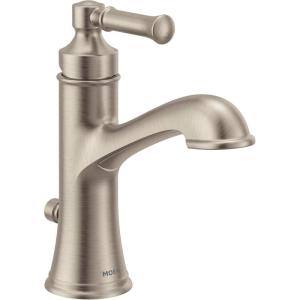 Moen Dartmoor Matte Black Single Handle Bathroom Sink Faucet with Optional Deckplate, 6803BL(Brushed Nickel)