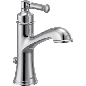 Moen Dartmoor Matte Black Single Handle Bathroom Sink Faucet with Optional Deckplate, 6803BL(Chrome)