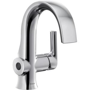 Moen Doux Matte Black Motionsense Wave Touchless Single Handle Bathroom Sink Faucet, S6910EWBL(Chrome)