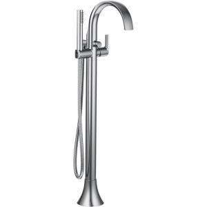 Moen Doux Matte Black One-Handle Freestanding Floor Mount Bathtub Filler with Handshower, Free Standing Tub Faucet, S3105BL(Chrome)