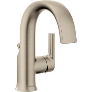 Moen Doux Matte Black One-Handle High Arc Laminar Stream Bathroom Faucet, Contemporary Single Hole Bathroom Sink Faucet, S6910BL(Brushed Nickel)