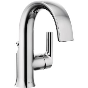 Moen Doux Matte Black One-Handle High Arc Laminar Stream Bathroom Faucet, Contemporary Single Hole Bathroom Sink Faucet, S6910BL(Chrome)