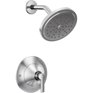 Moen Doux Matte Black Posi-Temp Pressure Balancing Shower Trim Kit with 7-Inch Eco-Performance Rainshower, Valve Required, TS2202EPBL(Chrome)
