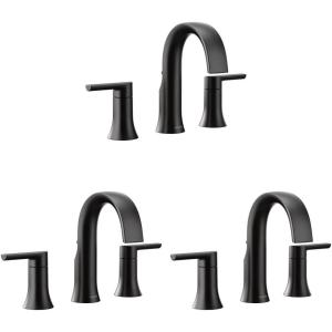 Moen Doux Matte Black Two-Handle 8-Inch Widespread Lever Handle Bathroom Faucet Trim Kit, Valve Required, TS6925BL((Pack of 3))