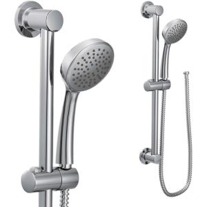 Moen Eco Performance Single Function Handheld Showerhead, 24 Inch Slide Bar, Brushed Gold Finish, 3868EPBG(Chrome)