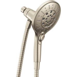 Moen Engage Brushed Nickel Magnetix Six-Function 5.5-Inch Handheld Showerhead with Magnetic Docking System, 3662EPBN