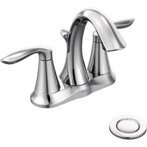 Moen Eva Oil-Rubbed Bronze Two-Handle Centerset Lavatory Faucet with Drain Assembly, Sink Faucet Bathroom 3-Hole for Standard 4-inch Countertop Setup, 6410ORB(Chrome)