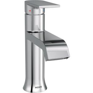 Moen Genta LX Matte Black One-Handle Modern Bathroom Sink Faucet with Optional Deckplate and Low-Arc Spout for Bath Countertop, 6702BL(Chrome)