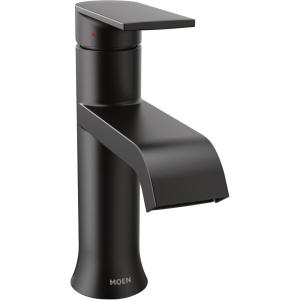 Moen Genta LX Matte Black One-Handle Modern Bathroom Sink Faucet with Optional Deckplate and Low-Arc Spout for Bath Countertop, 6702BL(Matte Black)