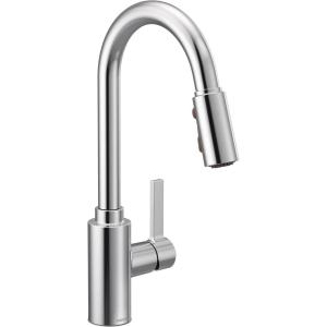 Moen Genta LX Motionsense Wave Sensor Touchless Matte Black One-Handle High Arc Pulldown Modern Kitchen Faucet Featuring Power Clean, 7882EWBL(Chrome)