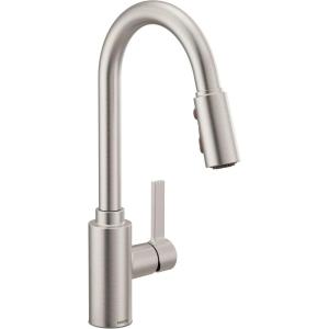 Moen Genta LX Motionsense Wave Sensor Touchless Matte Black One-Handle High Arc Pulldown Modern Kitchen Faucet Featuring Power Clean, 7882EWBL(Spot Resist Stainless)