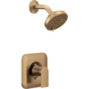 Moen Genta LX Pressure Balancing Eco-Performance Modern Shower Trim with Showerhead and Lever Handle, Posi-Temp Valve Required, Chrome, T2472EP(Bronzed Gold)