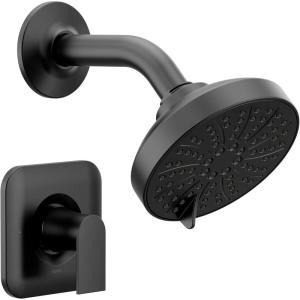 Moen Genta LX Pressure Balancing Eco-Performance Modern Shower Trim with Showerhead and Lever Handle, Posi-Temp Valve Required, Chrome, T2472EP(Matte Black)