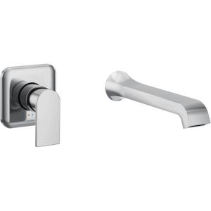 Moen Genta LX Single Handle Wall Mount Tub Filler, Contemporary High Flow Tub Faucet with 10-Inch Spout Reach, Brushed Nickel, WT901BN(Chrome)