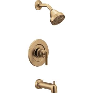 Moen Gibson Matte Black Pressure Balancing Eco-Performance Showerhead, Shower Handle, and Tub Spout, Posi-Temp Valve Required, T2903EPBL(Bronzed Gold)