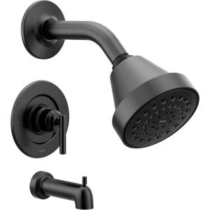 Moen Gibson Matte Black Pressure Balancing Eco-Performance Showerhead, Shower Handle, and Tub Spout, Posi-Temp Valve Required, T2903EPBL(Matte Black)