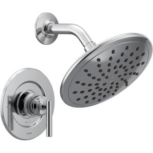 Moen Gibson Posi-Temp Pressure Balancing Modern Shower Trim with 8-Inch Eco-Performance Rainshower Head, Valve Required, Matte Black, T3002EPBL(Chrome)