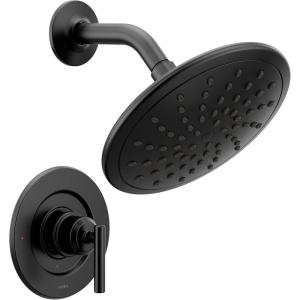 Moen Gibson Posi-Temp Pressure Balancing Modern Shower Trim with 8-Inch Eco-Performance Rainshower Head, Valve Required, Matte Black, T3002EPBL(Matte Black)