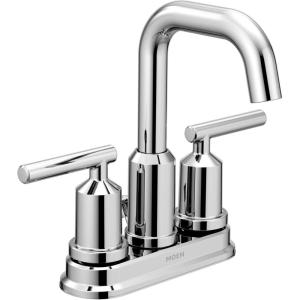 Moen Gibson Two-Handle Centerset High Arc Modern Bathroom Faucet with Drain Assembly, Matte Black, 6150BL(Chrome)