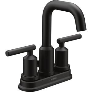 Moen Gibson Two-Handle Centerset High Arc Modern Bathroom Faucet with Drain Assembly, Matte Black, 6150BL(Matte Black)
