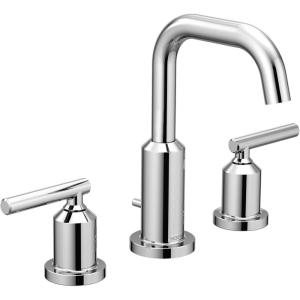 Moen Gibson Two-Handle High Arc Widespread Modern Bathroom Sink Faucet for 3-Hole Setups with Valve Included, Brushed Nickel, TV6142BN(Chrome)