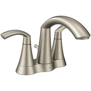 Moen Glyde Brushed Nickel Two-Handle High Arc Centerset Bathroom Faucet, 6172BN(Brushed Nickel)