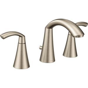 Moen Glyde Brushed Nickel Two-Handle High Arc Widespread Bathroom Sink Faucet for 3-Hole Setups with Valve Included, TV6173BN