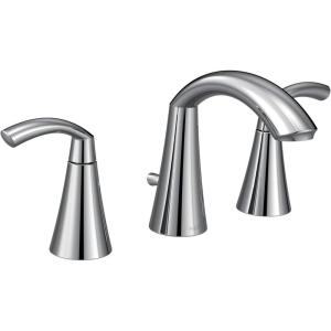 Moen Glyde Chrome Two-Handle High Arc Widespread Bathroom Sink Faucet for 3-Hole Setups with Valve Included, TV6173(Chrome)