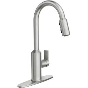 Moen Meena One Handle Kitchen Faucet with Pull Down Sprayer, High Arc Kitchen Sink Faucet Featuring Reflex System and Duralock Quick Connect, Bronzed Gold, 87270BZG(Spot Resist Stainless)