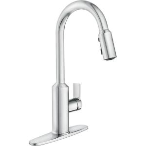 Moen Meena One Handle Kitchen Faucet with Pull Down Sprayer, High Arc Kitchen Sink Faucet Featuring Reflex System and Duralock Quick Connect, Bronzed Gold, 87270BZG(Chrome)