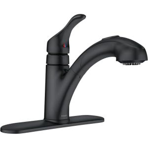 Moen Renzo Matte Black One-Handle Pullout Kitchen or Laundry Faucet Featuring Power Clean, CA87316BL