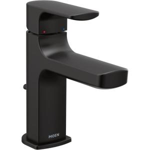 Moen Rizon Matte Black One-Handle Modern Bathroom Faucet with Drain Assembly, 6900BL(Matte Black)