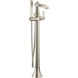 Moen S931 Flara One-Handle Freestanding Floor Mount Tub Filler with Handshower, Chrome(Brushed Nickel)