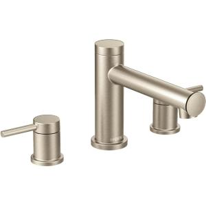 Moen T393BG Align 2-Handle Deck Mount Modern Roman Tub Faucet Trim Kit, Valve Required, Brushed Gold(Brushed Nickel)